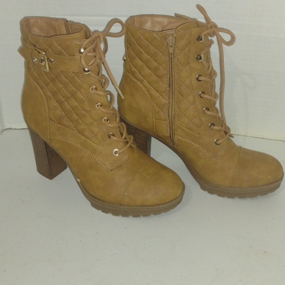 G by Guess tan lace up booties size 10